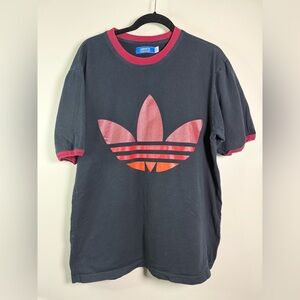Adidas Originals Red/Orange Graded Trefoil‎ T-Shirt Black Men's XL - Retro Y2K